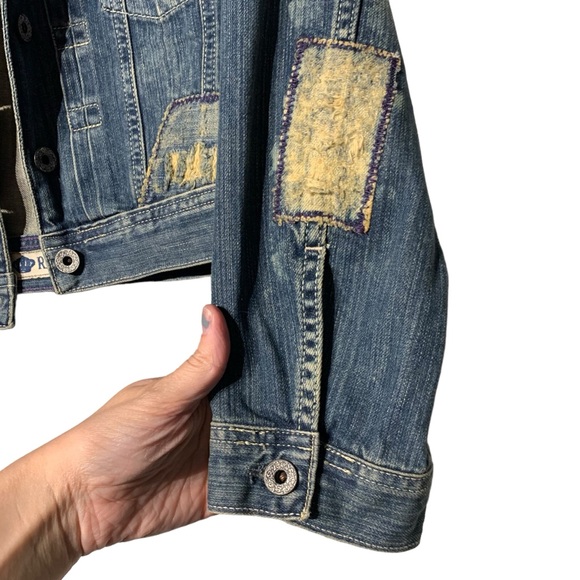 RALPH LAUREN | Polo Jeans Co Distressed Libby Patched Jean Jacket - Sz Large - Picture 5 of 13